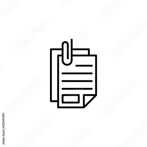 Attach document icon vector in line stroke on white background