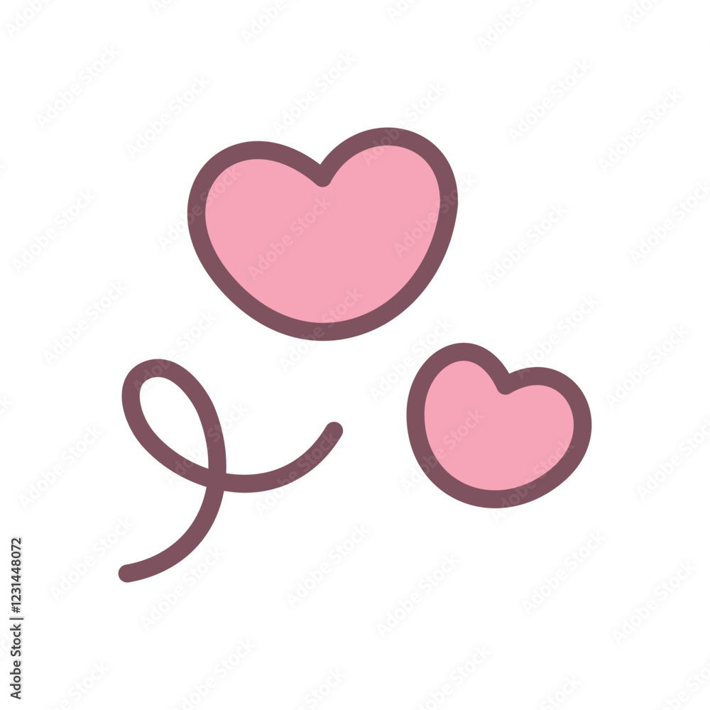 Cute hearts icon. Hand drawn illustration of two jumping hearts isolated on a white background. Abstract romantic emoji symbol. Vector 10 EPS. Cute hearts icon. Hand drawn illustration of two jumping hearts isolated on a white background. Abstract romantic emoji symbol. Vector 10 EPS.