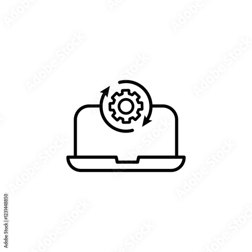 Data processing icon vector in line stroke on white background