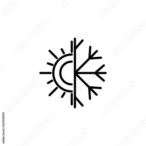 Hot and cold temperature icon vector in line stroke on white background