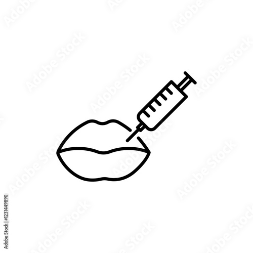 Hyaluronic acid lips injection icon vector in line stroke on white background