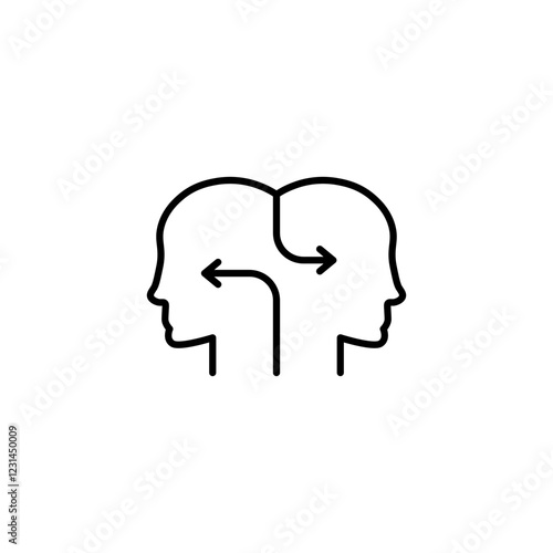 Interpersonal relationship icon vector in line stroke on white background