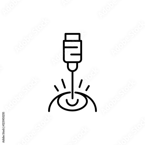 Lasik laser eye surgery icon vector in line stroke on white background