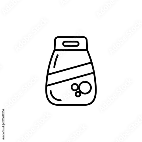 Laundry detergent pack icon vector in line stroke on white background