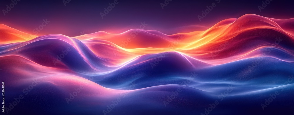 Fototapeta premium Serene Abstract Gradient Waves in Deep Blue and Vibrant Purple