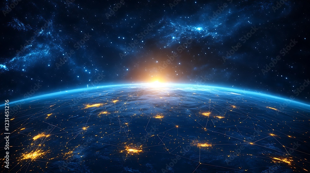 Earth from Space with Global Network Connections Earth from Space with Global Network Connections