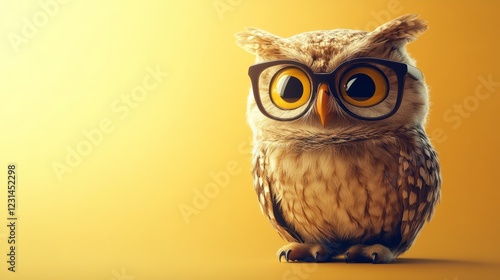 Wallpaper Mural A cartoon owl with glasses, perched against a single-color background with ample copy space on the side  Torontodigital.ca