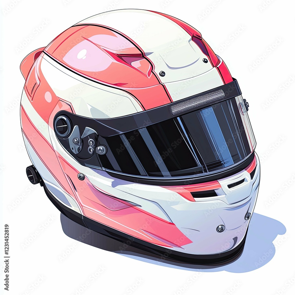 Fototapeta premium Pink and White Racing Helmet: A Stunning Design for Motorsport Champions