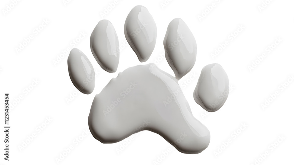 Paw print design created using glossy white paint on a clean background Paw print design created using glossy white paint on a clean background