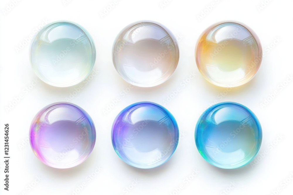 Colorful translucent bubbles arranged in neat grid pattern Colorful translucent bubbles arranged in neat grid pattern