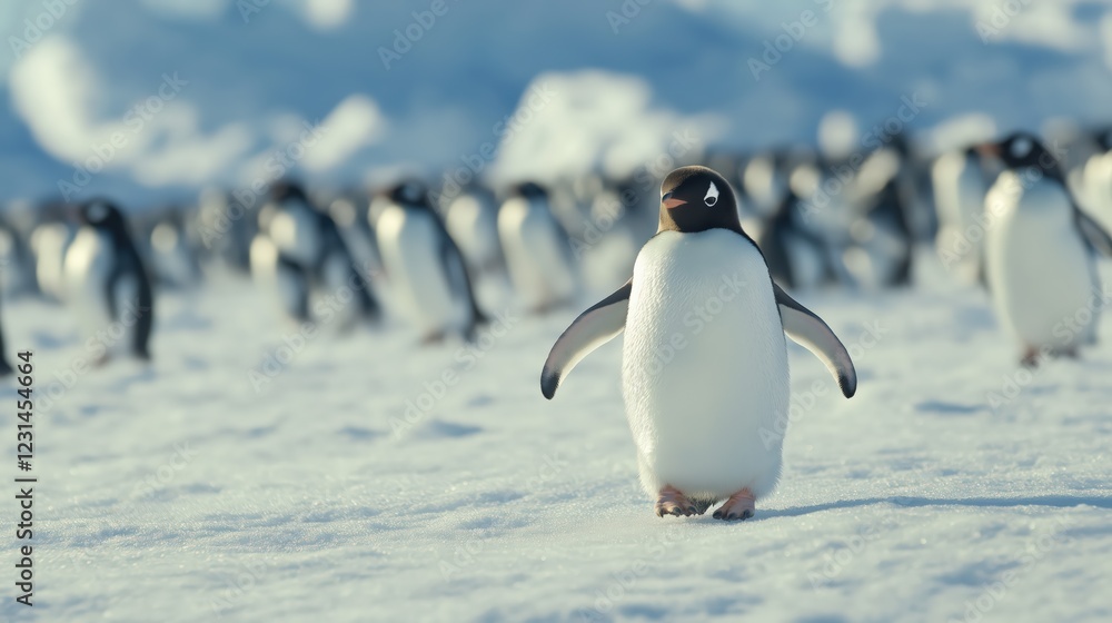 Obraz premium Penguin Walking on Snow