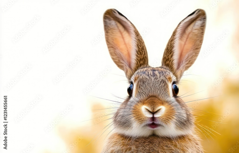 Fototapeta premium realistic close-up portrait of a rabbit with expressive eyes and soft fur