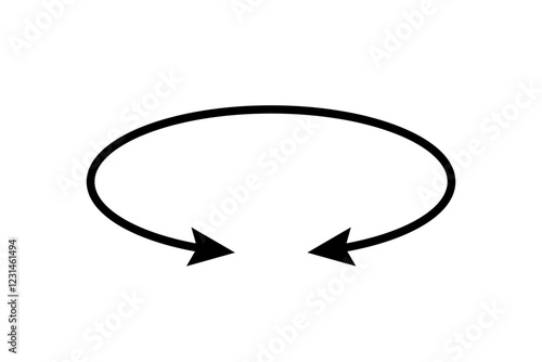 Oval circle double arrow icon. Ellipse orbit line arrow symbol. Oval circumference sign. Vector illustration isolated on white background.