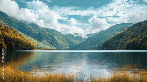 Spectacular Lake Ritsa Amidst Stunning Abkhazia Mountains photo