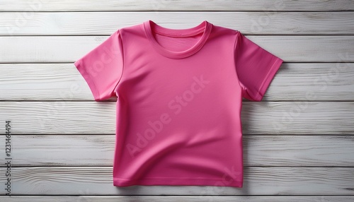 Pink T-shirt on a White Wooden Background. Generated image photo