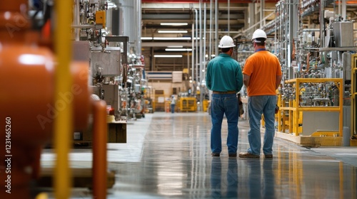 Project managers overseeing installation of high-voltage electrical systems in a manufacturing plant.