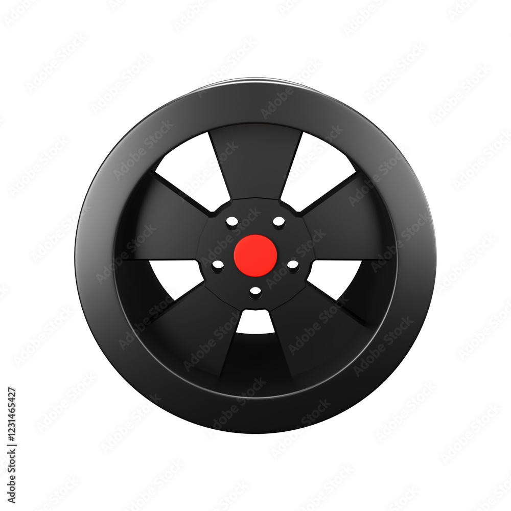 Fototapeta premium Angled 3D Render of Car Wheel with Hub
