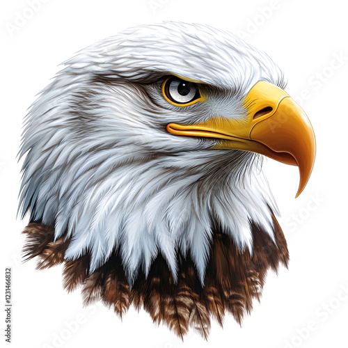 Majestic Bald Eagle Head Profile, Wildlife, Nature, Close-up isolated on transparent or white background. Generative ai
