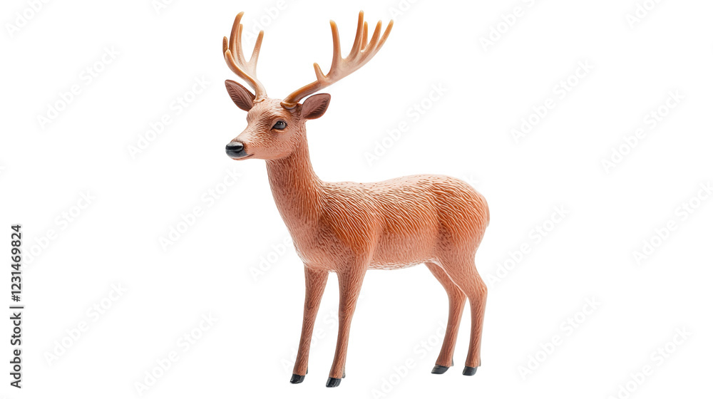 Obraz premium Realistic toy deer figure with detailed antlers displayed against a neutral background