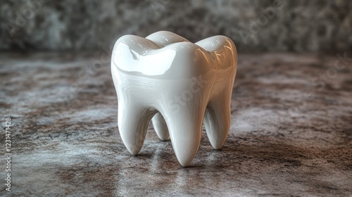 Realistic white molar tooth for dental education and healthcare design photo