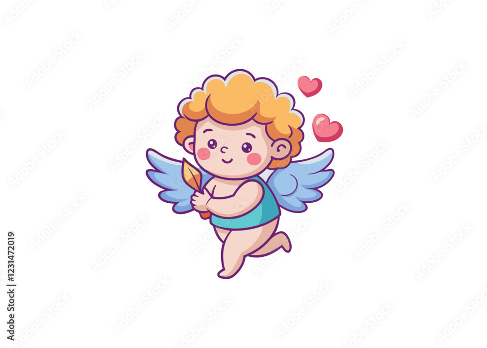 Cartoon lovely angel character. Love cupid vector icon isolated on white background Cartoon lovely angel character. Love cupid vector icon isolated on white background