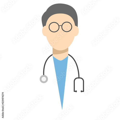 Doctor with stethoscope, Medical doctor wear glasses, therapist or surgeon, doctor consultation and medical research. Vector illustration design.