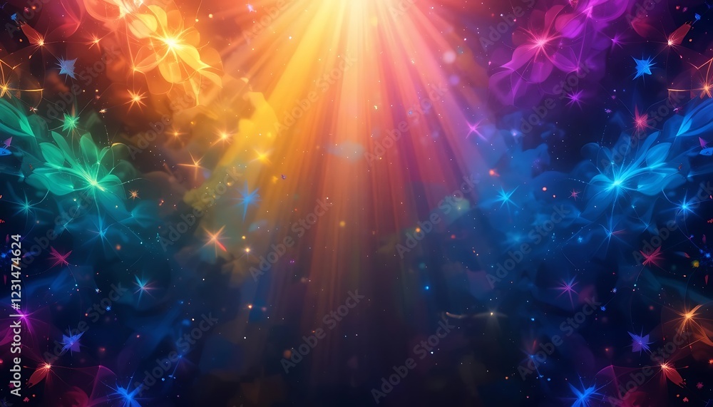 Fototapeta premium Luminous Floral Cosmic Light Show Display