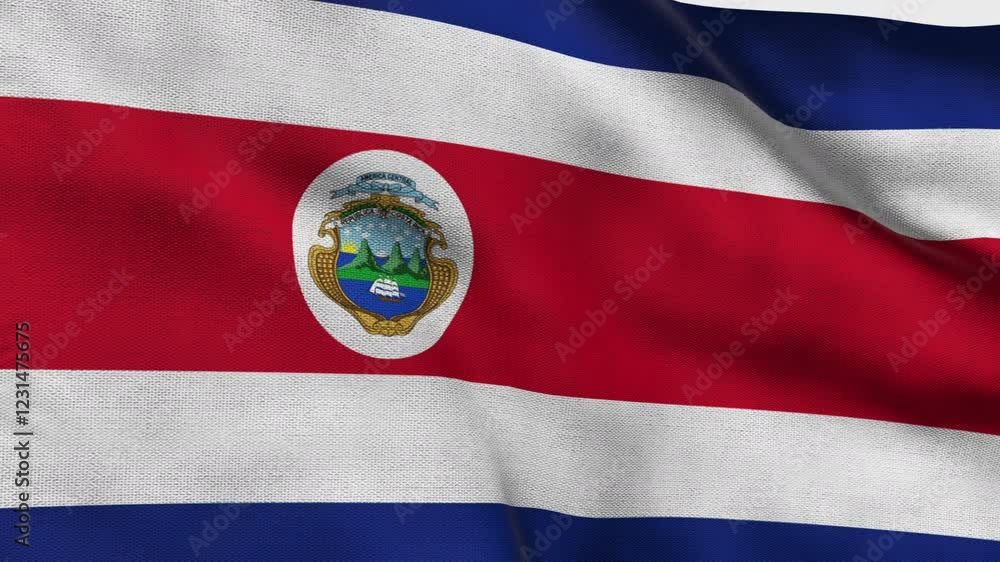 High detailed flag of Costa Rica. National Costa Rica flag. North America. 3D Render. High detailed flag of Costa Rica. National Costa Rica flag. North America. 3D Render.