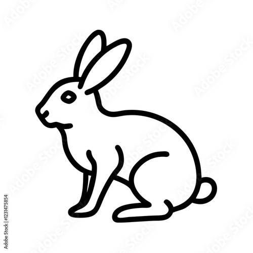 Rabbit icon with cheerful mood sitting on a transparent background