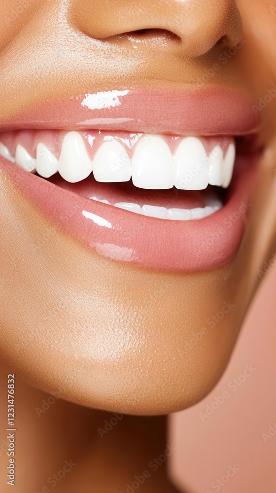 Obraz premium Radiant smile close-up studio soft lighting portrait oral health