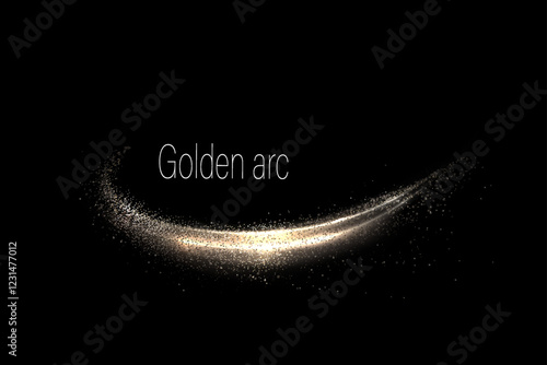 A stunning composition with an isolated glittering gold arch with fine tinsel.