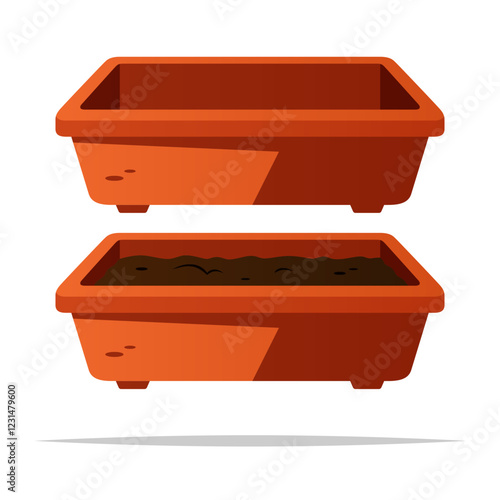 Rectangular planter pot vector isolated illustration