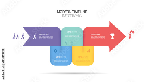 Infographics arrow symbol timeline business steps to success template. vector illustration.