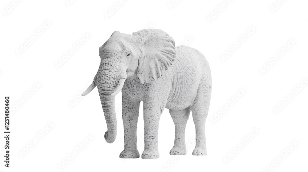 Obraz premium White elephant sculpture displayed in a minimalistic art gallery setting