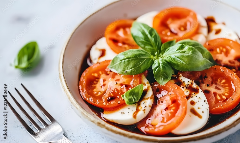 A close-up shot of the caprese salad, Generative AI A close-up shot of the caprese salad, Generative AI