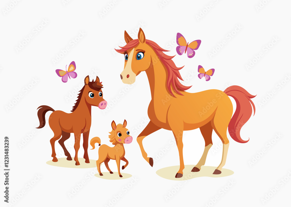 Hand drawn standing brown horse, rearing up Arabian horse, beautiful horse with brown hair Isolated vector illustration Hand drawn standing brown horse, rearing up Arabian horse, beautiful horse with brown hair Isolated vector illustration