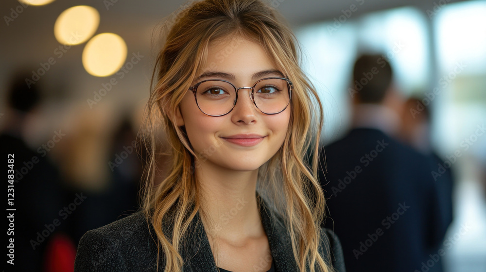A legal studies student attending a networking event with prominent lawyers and professors A legal studies student attending a networking event with prominent lawyers and professors