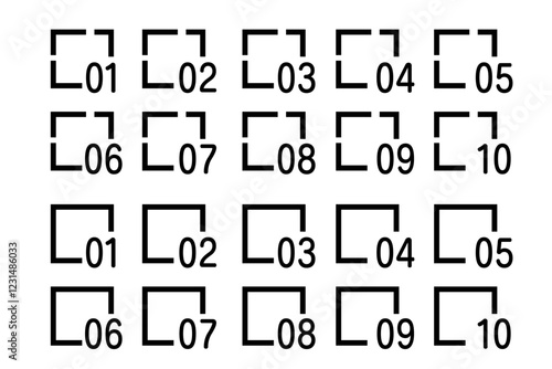 数字のアイコンセット-四角