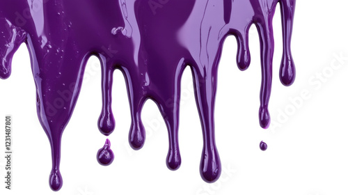 Fototapeta Naklejka Na Ścianę i Meble -  Purple paint dripping down on transparent background