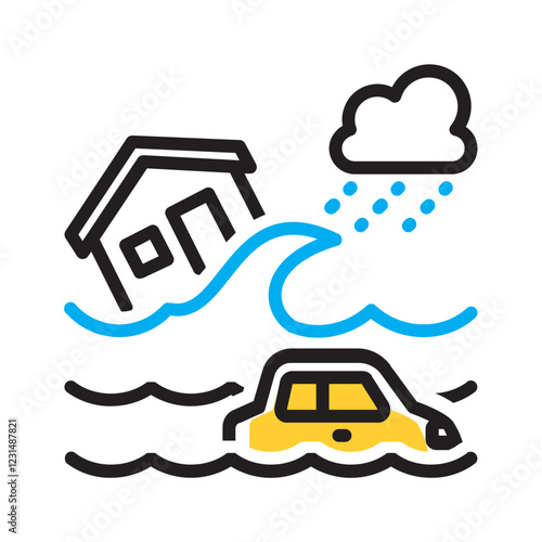 Vector multi color icon for Flood