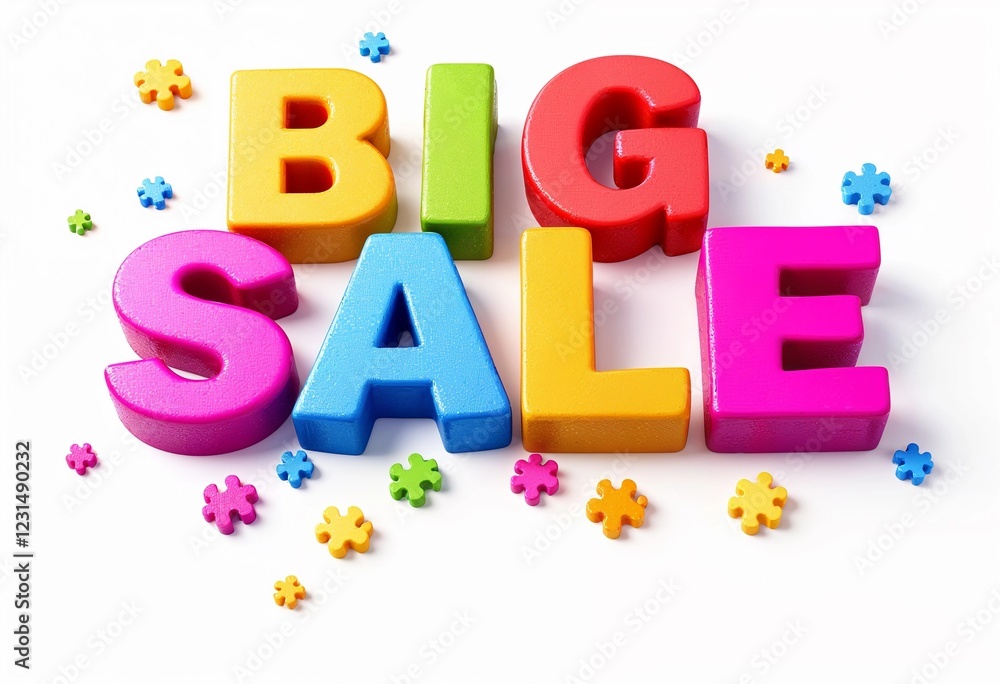 Obraz premium Colorful Letters Display a Vibrant Promotion Highlighting a Special Sale Event. Generative AI