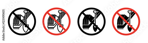 No digging sign vector graphics collection on white background