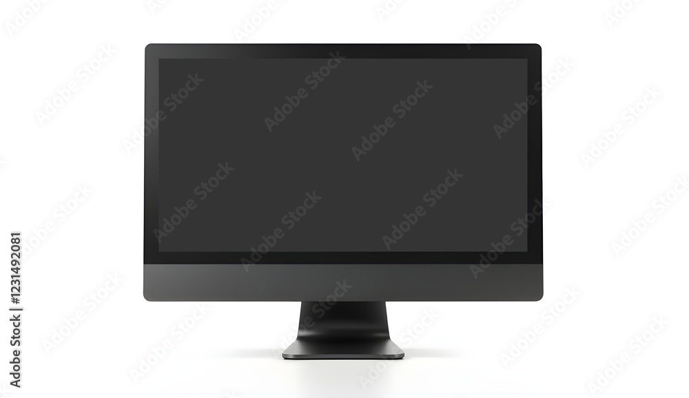 Modern desktop monitor with a blank screen and thin bezels on a white background