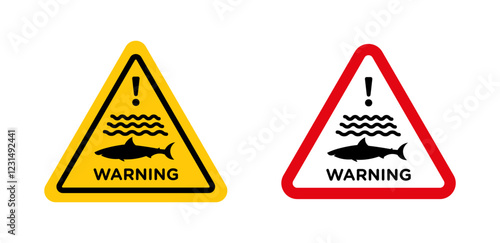 Shark warning signs vector graphics collection on white background