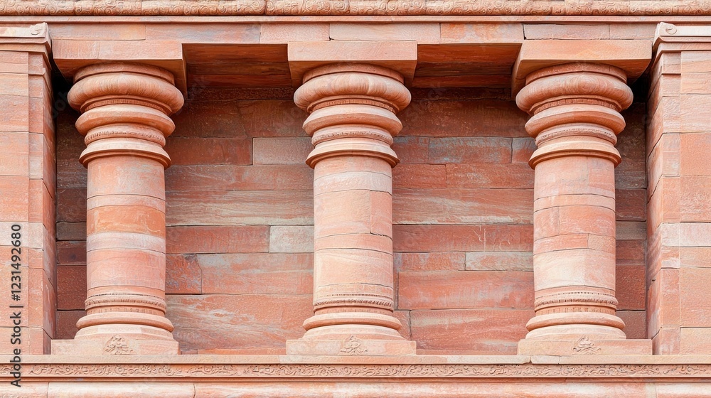 Fototapeta premium Red Stone Pillars Architectural Detail
