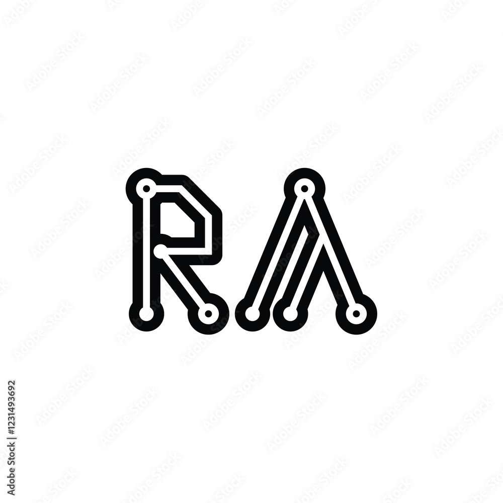 Obraz premium RA monogram logo design letter text name symbol monochrome logotype alphabet character simple logo