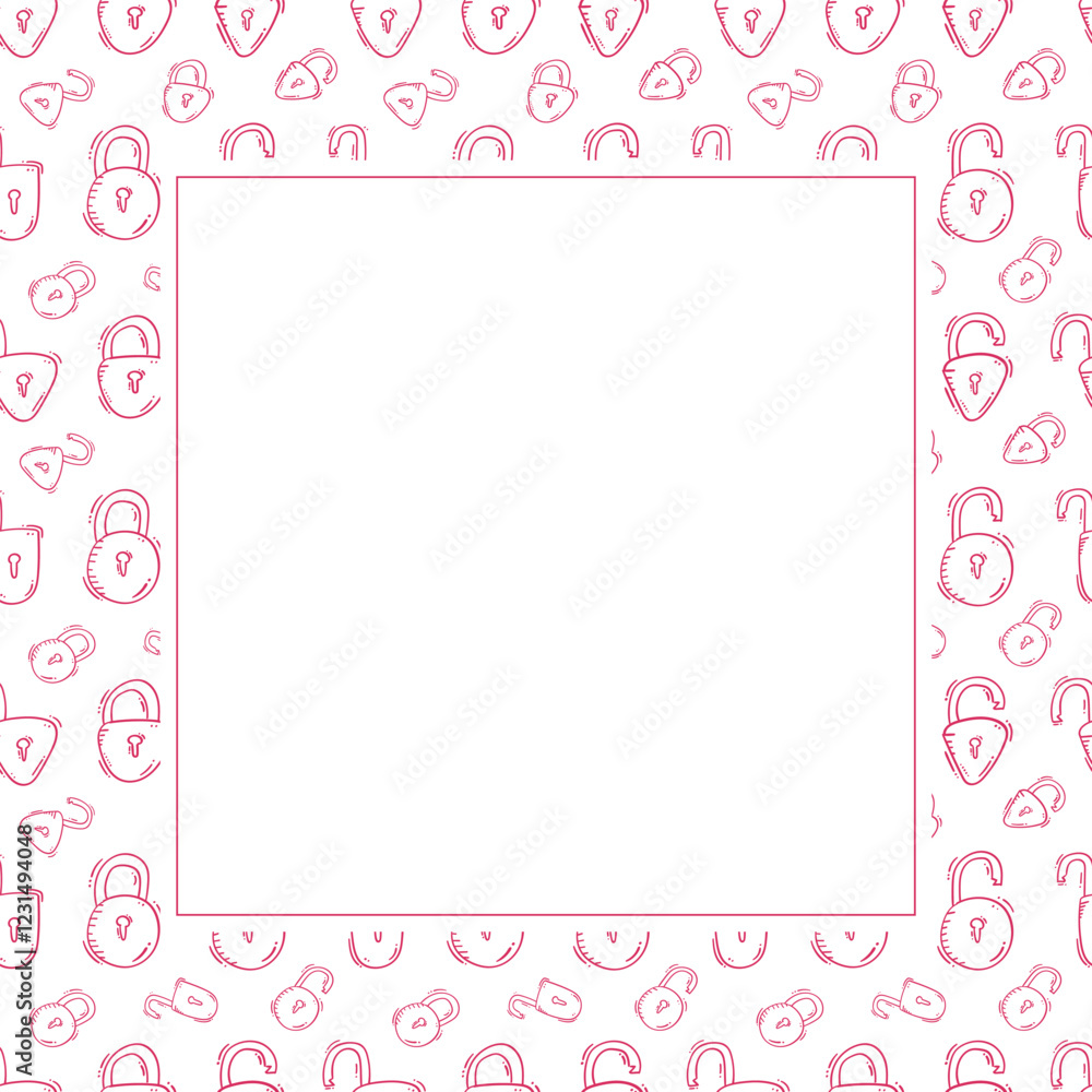 padlock frame. doodle padlock square frame. hand drawn padlock frame background. padlock background padlock frame. doodle padlock square frame. hand drawn padlock frame background. padlock background
