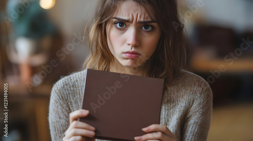 an empty chocolate box with a disappointed expression  photo