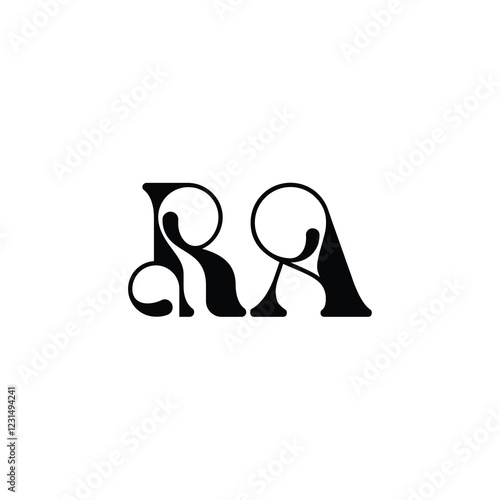 RA monogram logo design letter text name symbol monochrome logotype alphabet character simple logo