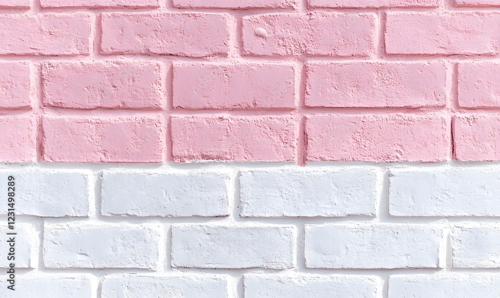 Fototapeta premium Light pink and white brick wall, Generative AI